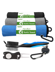 ToVii Toalla de Golf Microfibra 3 Piezas + Herramientas