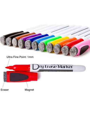 Marcadores de Borrado en Seco Volcanics 12 Piezas Punta Fina