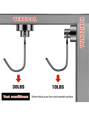 Ganchos Magnéticos FINDMAG 13.61 kg 6 Paquete Negro Giratorio