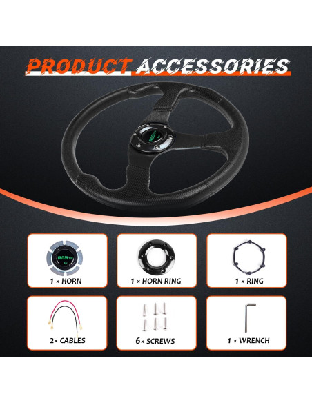 Volante de Carreras RASTP 34.5 cm Universal con Claxon