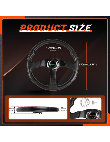 Volante de Carreras RASTP 34.5 cm Universal con Claxon
