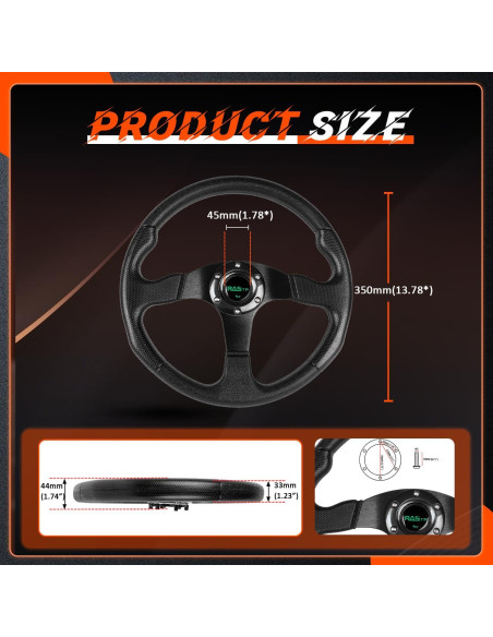 Volante de Carreras RASTP 34.5 cm Universal con Claxon