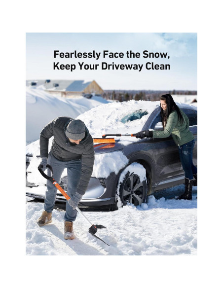 Kit Raspador de Hielo y Pala de Nieve AstroAI 2 en 1 Naranja