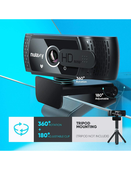 Cámara Web Nulaxy C900 HD 1080p con Micrófono y Cubierta
