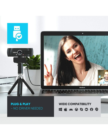 Cámara Web Nulaxy C900 HD 1080p con Micrófono y Cubierta