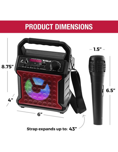 Altavoz Bluetooth Risebass Rojo con Micrófono y LED