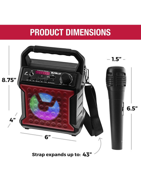 Altavoz Bluetooth Risebass Rojo con Micrófono y LED