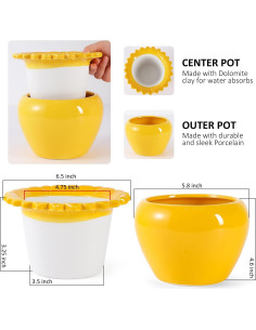 Maceta Autorriego 2pcs Cerámica Amarilla Loto Lovely Ran 2