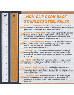 Regla de Acero Inoxidable Herald 30.5 cm Antideslizante 2