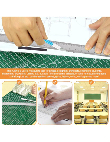 Regla de Acero Inoxidable Herald 30.5 cm Antideslizante