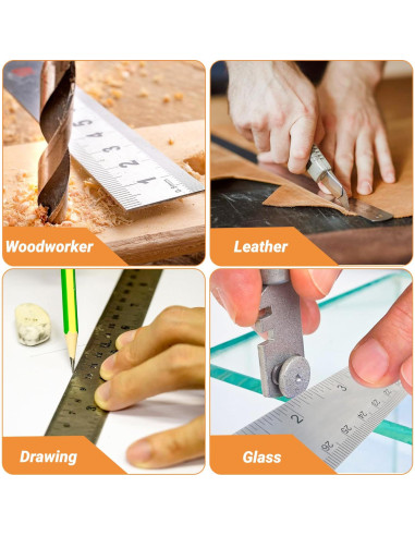 Regla de Acero Inoxidable Herald 30.5 cm Antideslizante