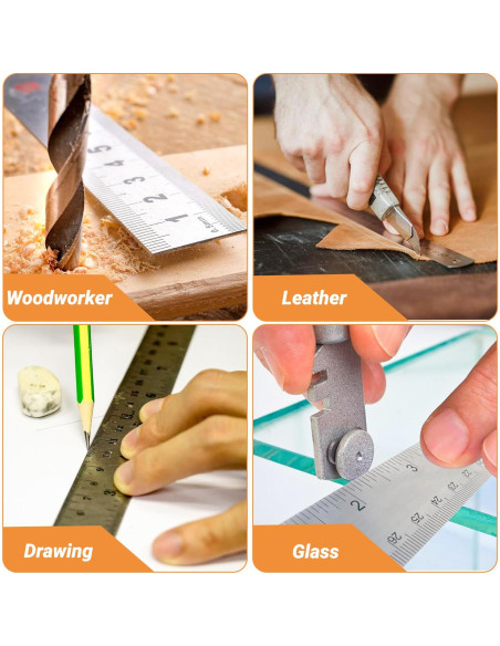 Regla de Acero Inoxidable Herald 30.5 cm Antideslizante