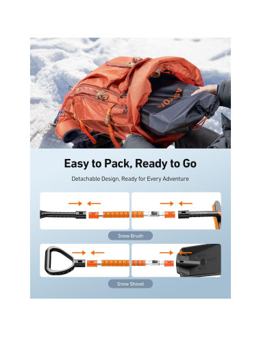 Kit Raspador de Hielo y Pala de Nieve AstroAI 2 en 1 Naranja