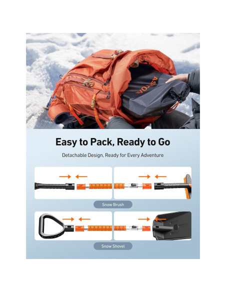 Kit Raspador de Hielo y Pala de Nieve AstroAI 2 en 1 Naranja