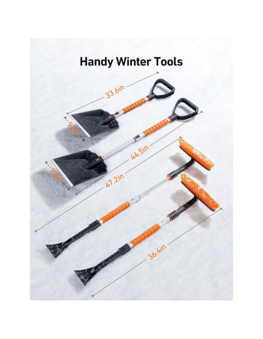 Kit Raspador de Hielo y Pala de Nieve AstroAI 2 en 1 Naranja
