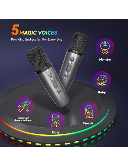 Máquina de Karaoke Peski K-51 Mini Bluetooth 2 Micrófonos