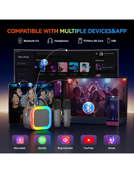 Máquina de Karaoke Peski K-51 Mini Bluetooth 2 Micrófonos