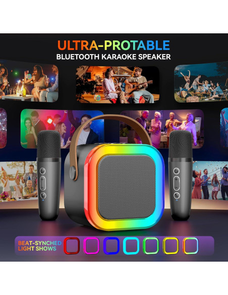 Máquina de Karaoke Peski K-51 Mini Bluetooth 2 Micrófonos