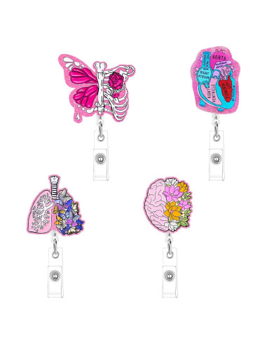 4 Portapases de Enfermera Elephtree Corazón Cerebro Pulmón