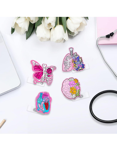 4 Portapases de Enfermera Elephtree Corazón Cerebro Pulmón
