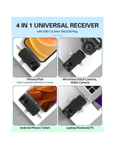 Micrófono Lavalier Inalámbrico Tearstone 3 en 1 para iPhone