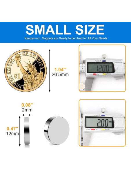 Imanes Neodimio TRYMAG 60Pcs 12x2mm para Oficina y DIY