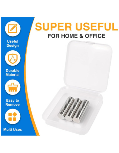 Imanes Neodimio TRYMAG 60Pcs 12x2mm para Oficina y DIY