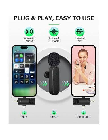 Micrófono Lavalier Inalámbrico Tearstone 3 en 1 para iPhone