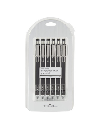 Lápices Mecánicos TUL 0.7 mm, Paquete de 6, Negros