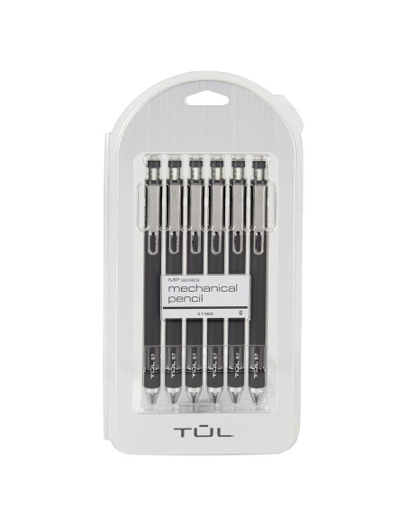 Lápices Mecánicos TUL 0.7 mm, Paquete de 6, Negros