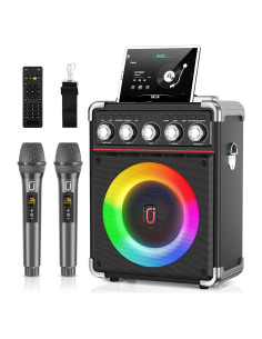 Máquina de Karaoke HWWR TX05 con 2 Micrófonos y Bluetooth