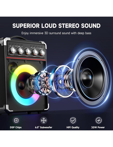 Máquina de Karaoke HWWR TX05 con 2 Micrófonos y Bluetooth