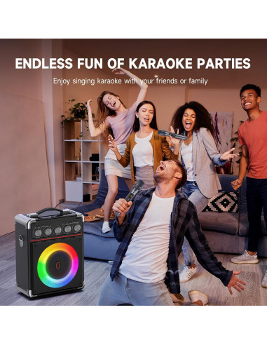 Máquina de Karaoke HWWR TX05 con 2 Micrófonos y Bluetooth