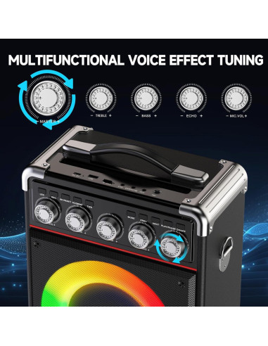 Máquina de Karaoke HWWR TX05 con 2 Micrófonos y Bluetooth