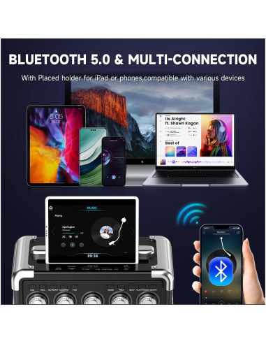 Máquina de Karaoke HWWR TX05 con 2 Micrófonos y Bluetooth