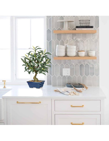 Árbol de Olivo Falso Briful 46 cm con Maceta Azul Decorativa