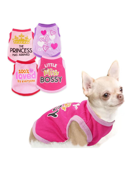 Conjunto 4 Piezas Ropa para Perros Pequeños Rosa Conjunto 4 Piezas Ropa para Perros Pequeños Rosa