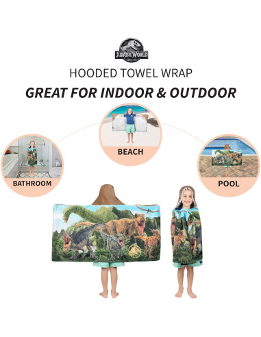 Toalla con Capucha Franco Kids Jurassic World 61x127 cm