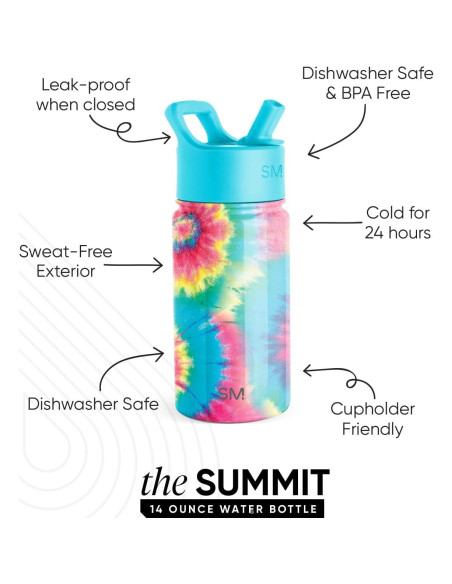 Botella de Agua Aislada Simple Modern Kids 414ml Tie-Dye