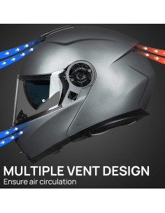 ILM Casco Modular Motocicleta Modelo 159 Gris Grande 2