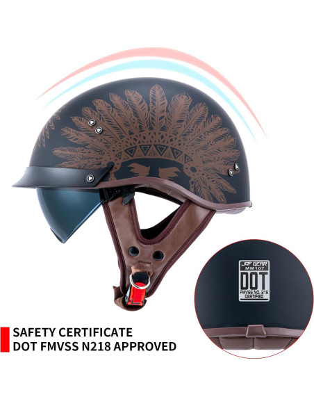 Casco de motocicleta JQF Gear MM107 XL con visera solar