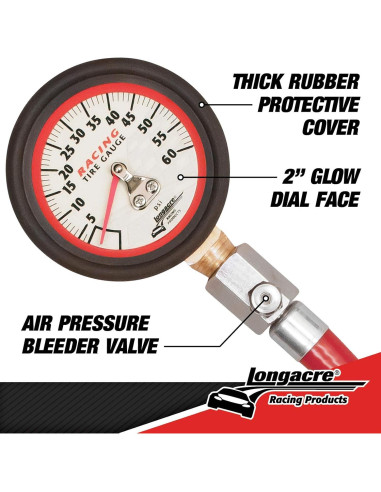 Medidor de Presión de Neumáticos Analógico Longacre 50417 0-4 Bar