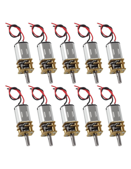 10 Piezas Motor de Engranaje Mini N20 DC 3V-6V Metal