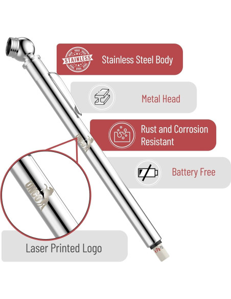 Medidor de Presión de Neumáticos UNCO - 2 Paquete, 10-75 PSI