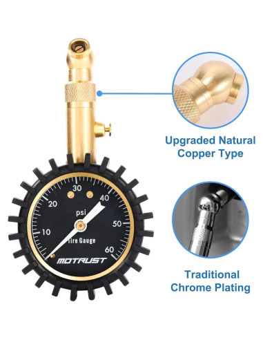 Manómetro de presión de neumáticos MoTrust 0-4.14 bar 2"