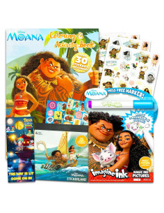 Set de Libros para Colorear Moana Disney - 3 Piezas para Niñas 4-8 Años