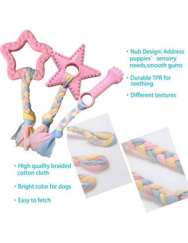 Juguetes para cachorros Volacopets 5 piezas rosa masticar