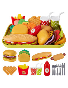 BUYGER Juguetes de Comida Rápida para Niños 25,5x19 cm