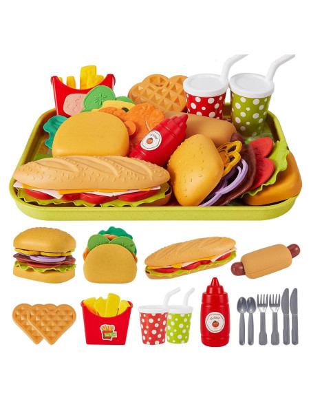 BUYGER Juguetes de Comida Rápida para Niños 25,5x19 cm