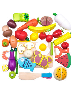 Juego de Comida de Madera iPlay iLearn 32 Pcs Educativo